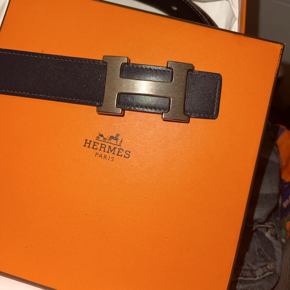Brown and black reversible men’s HERMES belt